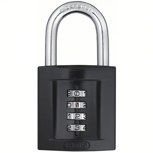 Abus 158/50 Combination Padlock Gen Security, Steel, Zinc Die-Cast, Black, Silver, Front