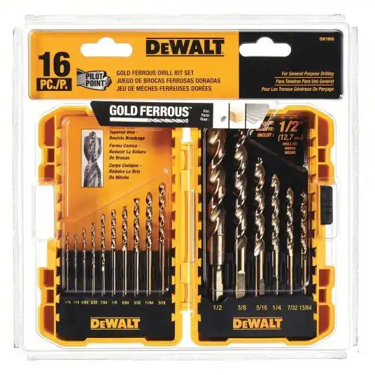 DeWalt DW1956 Jobber Length Drill Set 1/16 in Smallest Drill Bit Size, 1/2 in Largest Drill Bit Size