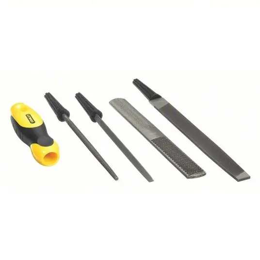 Stanley 22-314 File Set 6 in Round File/6 in Slim Taper File/8 in 4-in-1 File/8 in Mill File, 5 Pieces