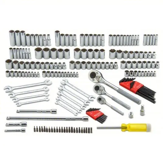Proto J47184-1A Socket Wrench Set 184 Total Pcs, Metric/SAE, 1/4 in/3/8 in/1/2 in Socket Drive Size, Tool Box