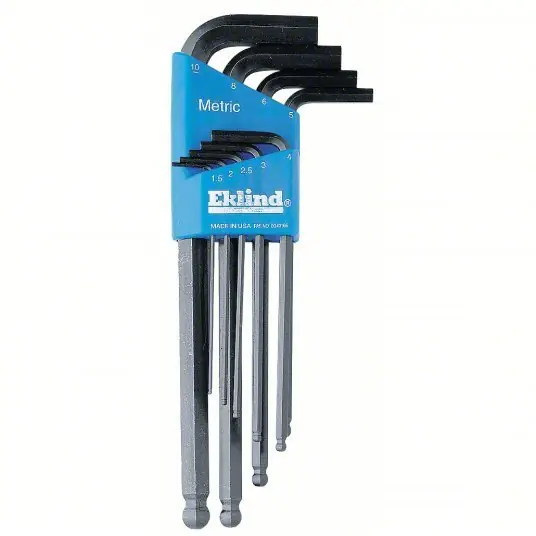 Eklind 13609 Hex Key Set Metric, Long, 9 Pieces, Plastic Holder, Black Oxide, 2 Tips