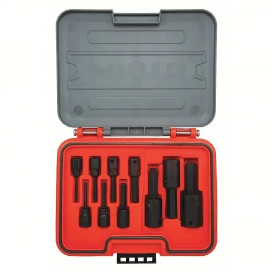 Proto J52110HIM Hex Bit Set 3/8 in_1/2 in Drive Size, 10 Pieces, 1/8 in to 5/8 in Range of Tip Sizes, SAE