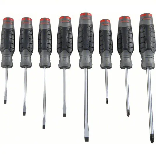 Proto J1208SCF Screwdriver Sets 8 Pieces, Cabinet/Keystone/Phillips Tip, Cushion Grip