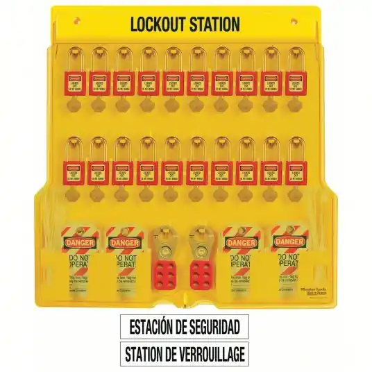 Master Lock 1484BP410 28 Components Included, Lockout Station, Keyed Different Padlocks
