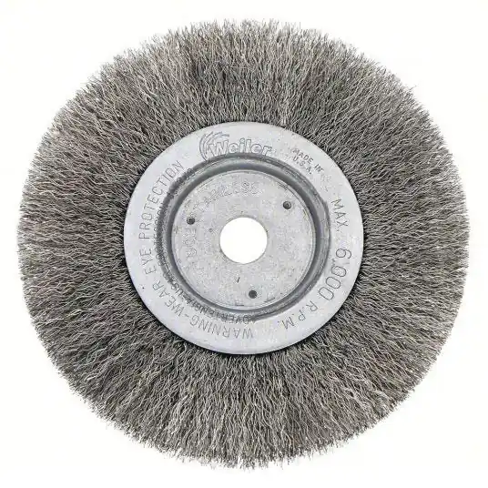 Weiler 93393 Wire Wheel Brush Crimped Stainless Steel, 6 in Dia x 3/4 in Wd, 5/8 in to 1/2 in Arbor