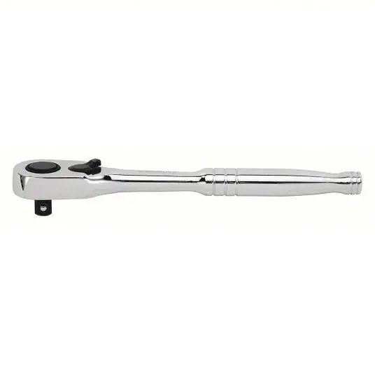 Stanley 89-819 Hand Ratchet Pear, Reversing, 10 1/4 in Overall Lg, Chrome, 7° Min Arc Swing