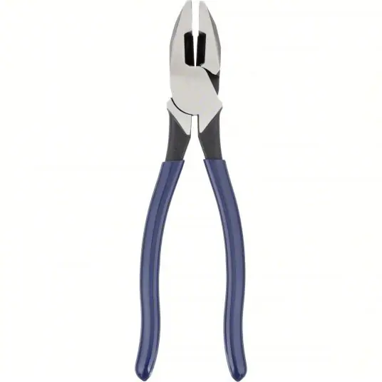 Klein D213-9NE Linemans Plier Flat, 9 3/8 in Overall Lg, 1 5/8 in Jaw Lg, 1 1/4 in Jaw Wd, 5/8 in Jaw Thick, Blue
