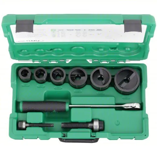 Greenlee 7238SB Knockout Punch Driver Set 6 Pieces, 10 ga Max Sheet Metal Capacity-Steel