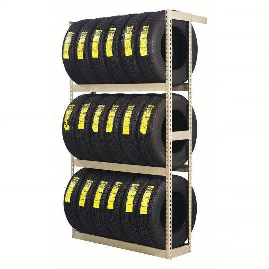 Tennsco ZST-6084S Single Sided Boltless Tire Rack, 3 Shelves, 24 Tires Held
