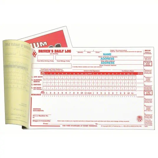 JJ Keller 8526 Driver‘s Daily Log Book, Carbonless, English, 2-Ply, 31 Forms, Book