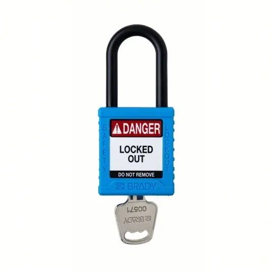 Brady SDPL-BLU-38PL-KD Padlock Keyed Different, Nylon, Std Body Body Size, Plastic, Std, Blue, 1 Pack Size