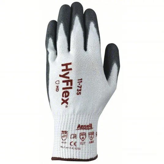 Hyflex 11-735 Coated Gloves 2XL (11), ANSI Cut Level A4, Palm, Dipped, Polyurethane, Sandy, 1 PR