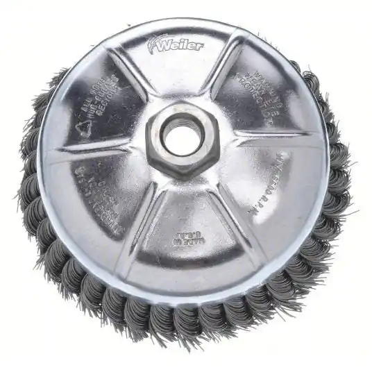 Weiler 93397 Cup Brush Twisted Steel, 4 in Dia, 0.014 in Fill Dia, 5/8"-11 Arbor