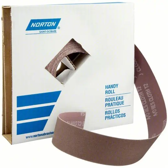 Norton 66261126282 Abrasive Utility Roll 1 1/2 in W x 150 ft L, Aluminum Oxide, P240 Grit, J Wt Cloth, K225