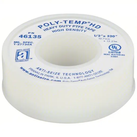 Anti-Seize 46135 Thread Sealant Tape POLY-TEMP® HD, High Density, 1/2 in x 43 ft, White