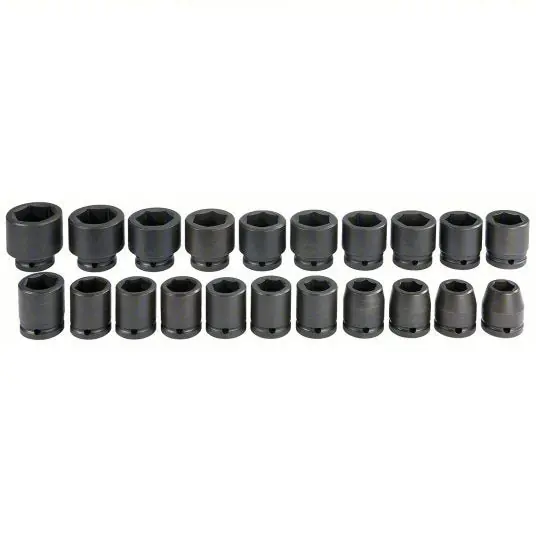 Proto J72103M Impact Socket Set 3/4 in Drive Size, 21 Pieces, 19 to 41 mm Socket Size Range, (21) 6-Point