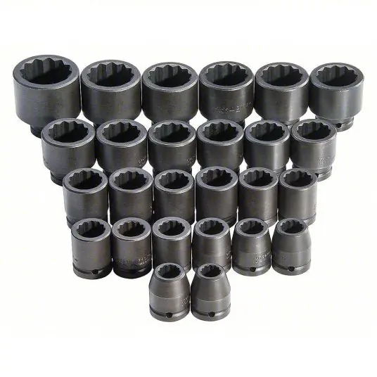 Proto J72106M Impact Socket Set 3/4 in Drive Size, 26 Pieces, 17 to 50 mm Socket Size Range, (26) 12-Point