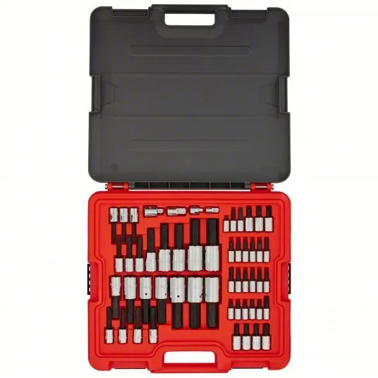 Proto J47354 Hex Bit Set 1/4 in_3/8 in_1/2 in Drive Size, 54 Pieces, 5/8 in to 2 in Range of Tip Sizes