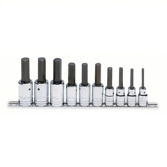 Proto J5441-MA Socket Bit Set 1/2 in Drive Size, 10 Pieces, 6 mm to 19 mm Range of Tip Sizes, Metric