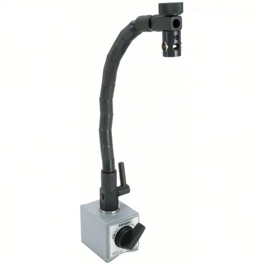 Mitutoyo 7012-10 Magnetic-Base Indicator Holder, Flex Arm, 600 N Holding Power, V Step