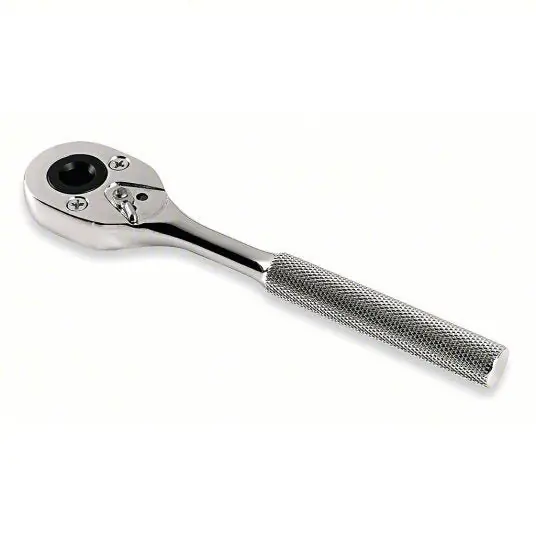 Proto J5249FW Hand Ratchet Pear, Reversing, 7 in Overall Lg, Chrome, 15° Min Arc Swing, 3/8 in Drive Size