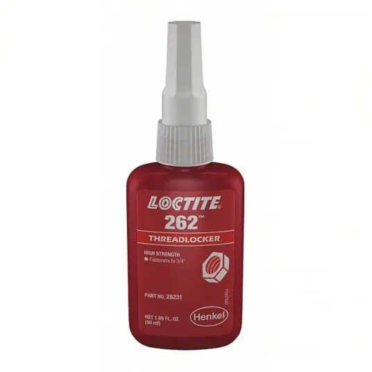 Loctite 135374 High-Strength Threadlocker 262, Red, Oil Tolerant, 1.69 fl oz, Bottle, 1 EA