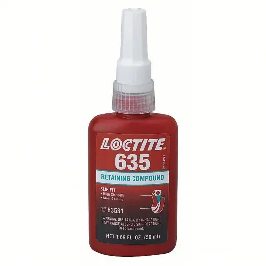 Loctite 135516 Retaining Compound 635, 1.7 fl oz, Bottle, Green, High Strength