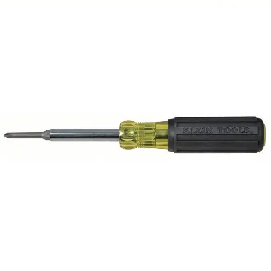 Klein 32559 Multi-Bit Screwdriver 1/1/4 in/ 2/3/16 in/5/16 in Tip Size, 4 Tips, 9 in Overall Lg