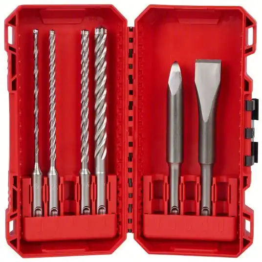 Milwaukee 48-20-7662 Rotary Hammer Drill Bit Set 7 5/8 in Overall Lg, 13/32 in Shank Dia, 4 Drill Bits