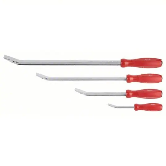 SK0024297-US20260630-101428-0 Milwaukee 48-22-9214 Pry Bar Set Wedge End, 8,12,18,24 in Overall Lg, 1/2 in,3/4 in,1 1/4 in Bar Wd, 4 Pieces