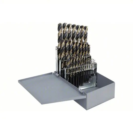 Cle-Line C18125 Jobber Drill Bit Set 1/16 in Smallest Drill Bit Size, 1/2 in Largest Drill Bit Size, 4xD