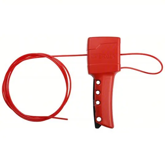 Brady 50941 Cable Lockout Pinch Point/Tab Cinching, Includes Cable, Nylon, 8 ft Cable Lg, Red PK14