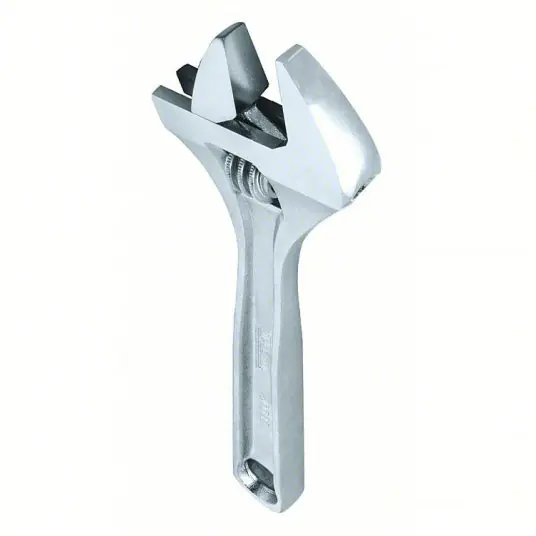 Proto J708A Adjustable Wrench Alloy Steel, Chrome, 8 in Overall Lg, 1 3/16 in Jaw Capacity, Plain Grip