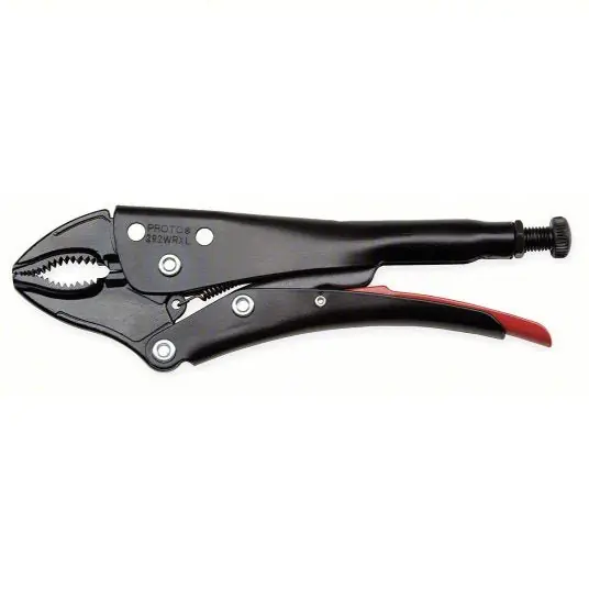 Proto J293WRXL Locking Plier Curved, Lever, 1 1/4 in Max Jaw Opening, 5 5/8 in Overall Lg, 7/8 in Jaw Lg