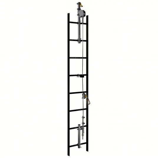 Lad-Saf 6118060 Cable Vertical Safety System Trailing, Steel, Auto, 60 ft Lifeline Lg, 620 lb Capacity