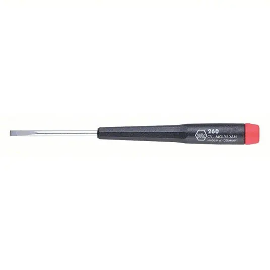 Wiha 26032 Precision Slotted Screwdriver 1/8 in Tip Size, 6 1/2 in Overall Lg, 2 3/8 in Shank Lg