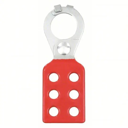 Brady 105718 Lockout Hasp Pry-Resistant Hasp, 1 in Opening Size, Red, 6 Padlocks