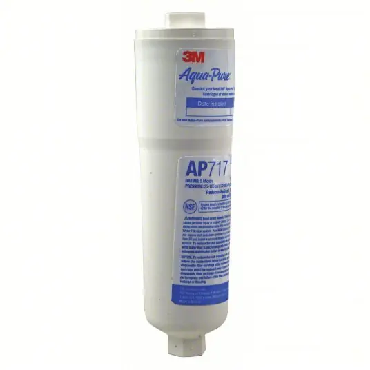 3M Aqua-Pure AP717 Inline Water Filter 5 micron, 0.5 gpm, 1,500 gal, 8 3/8 in Overall Ht, 2 1/4 in Dia