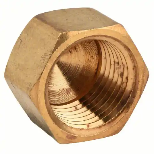 KVM Tools 706108-06 Cap Brass, 3/8 in Fitting Pipe Size, Female NPT, 5/8 in Overall Lg, Hex Plug Drive