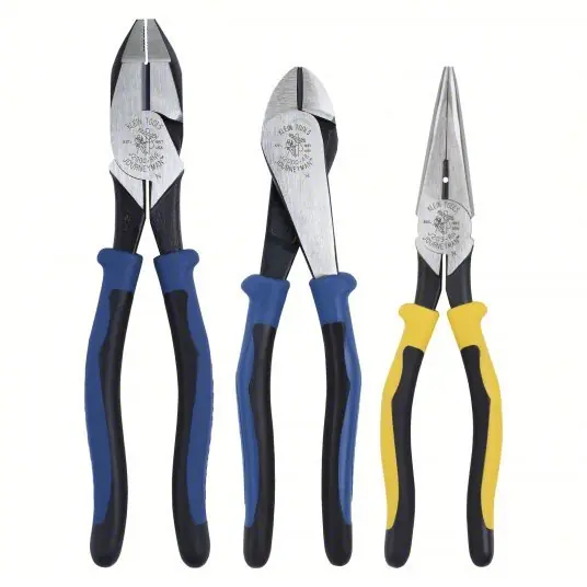 Klein 94120 Plier Set 3 Pliers, Deluxe Cushion Grip, Manual, 2 - 5 Pliers Range, Multicolored