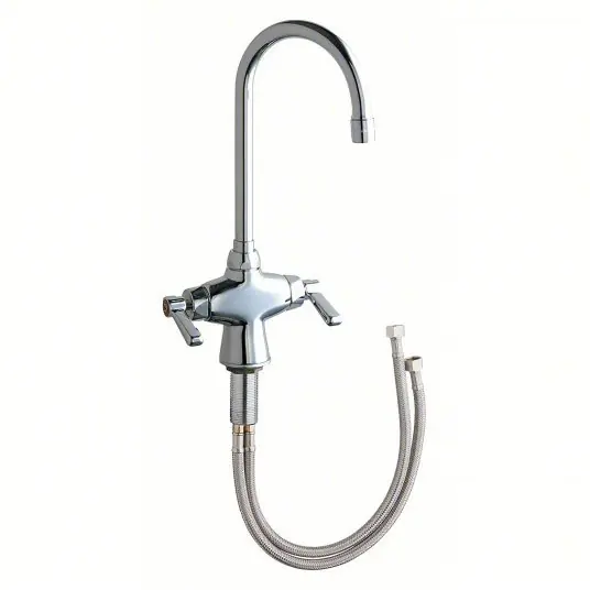 Chicago Faucets 50-ABCP Gooseneck Kitchen Faucet, Chrome Finish, 2.2 gpm Flow Rate
