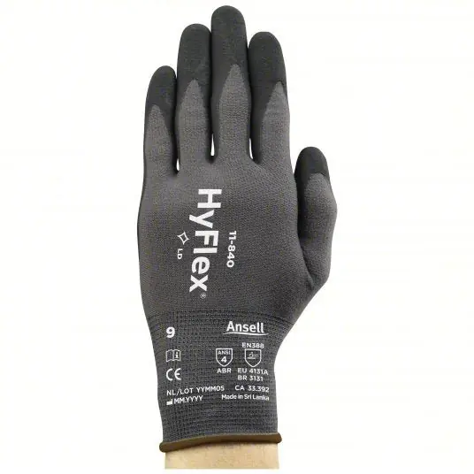 Hyflex 11-840 Coated Gloves XL (10), Rough, Foam Nitrile, Palm, Dipped, ANSI Abrasion Level 4, 1 PR