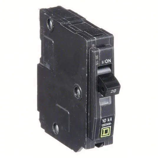 Square D QO120 Miniature Circuit Breaker 20 A, 120/240V AC, Single Phase, 10kA at 120/240V AC, QO, Std