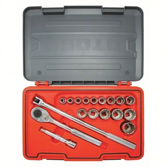 Proto J54118T Socket Set 1/2 in Drive Size, 18 Pieces, 1/2 in to 1 1/4 in Socket Size Range, (15) 12-Point