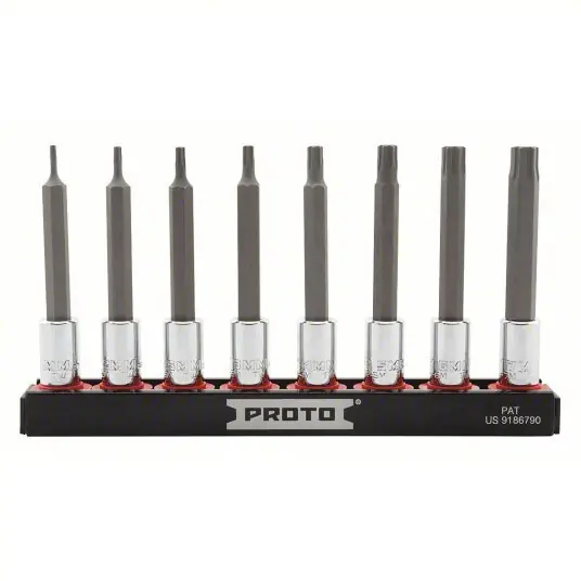 Proto J7440R8MM Socket Bit Set 1/4 in Drive Size, 10 Pieces, 1.5 mm to 7 mm Range of Tip Sizes, Metric