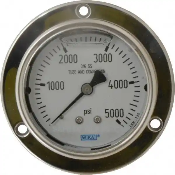 Wika 4283026 Pressure Gauge 2-1/2" Dial, 0 to 5,000 psi, 1/4" Thread, NPT, Lower Mount
