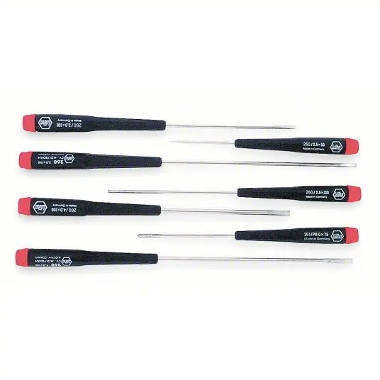 Wiha 26092 Precision Screwdriver Set 7 Pieces, Phillips/Slotted Tip, 1/8 in/3/32 in/5/32 in Tip Size