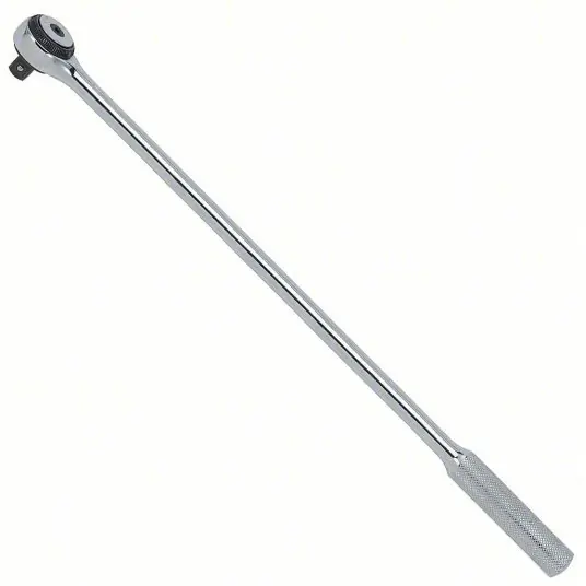 Proto J5454F Hand Ratchet Round, 15 in Overall Lg, Chrome, 5° Min Arc Swing, 1/2 in Drive Size