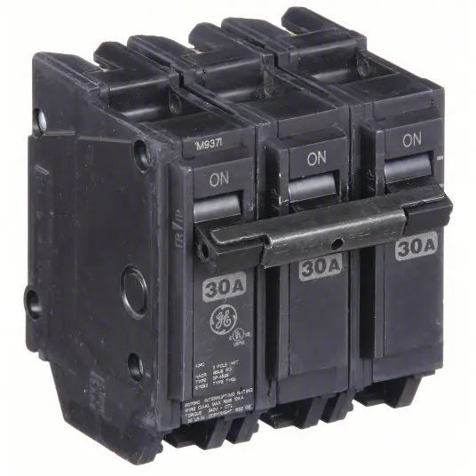 GE THQL32030 Miniature Circuit Breaker THQL, 30 A, 120/240V AC, Three Phase, 10kA at 120/240V AC, Std