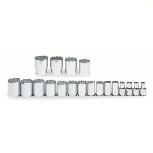 Proto J54113 Socket Set 1/2 in Drive Size, 19 Pieces, 3/8 in to 1 1/2 in Socket Size Range, (19) 12-Point